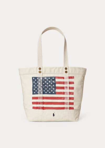 Sacolas Polo Ralph Lauren Distressed Flag Lona Mulher 35618-BEMC